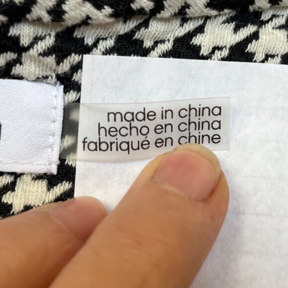 Calvin Klein Womens Houndstooth Open Front Cardigan Moto Blazer XL Black & White - Picture 7 of 10